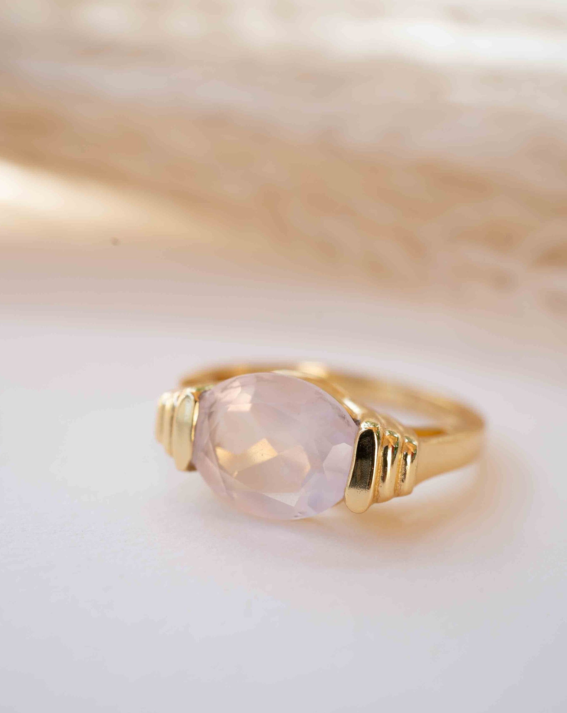 Barbara Ring * Rose Quartz * 18k Gold Plated * BJR247 – ByCila, Inc