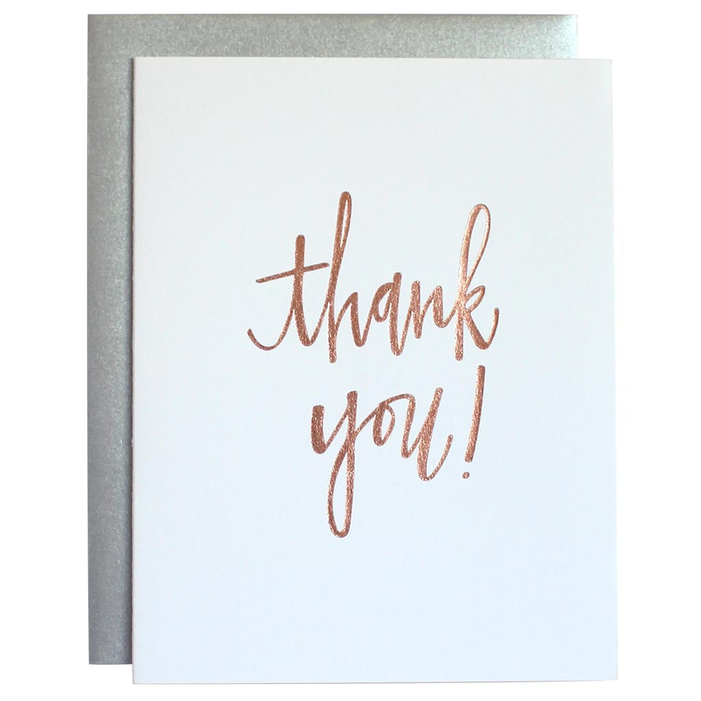 Thank You Rose Gold Letterpress Card Chez Gagné