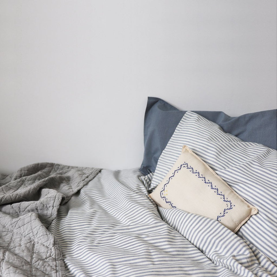 Duvet Cover Blue Ticking Stripe Mouse In The House Shop