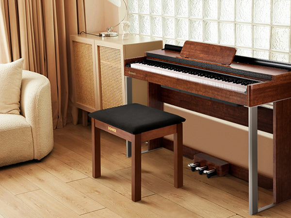 Donner Piano Bench with Storage, Solid Wood Keyboard Bench Piano Bookcase  Stool Chair Seat with High-Density Sponges Pad, Light Wood Color