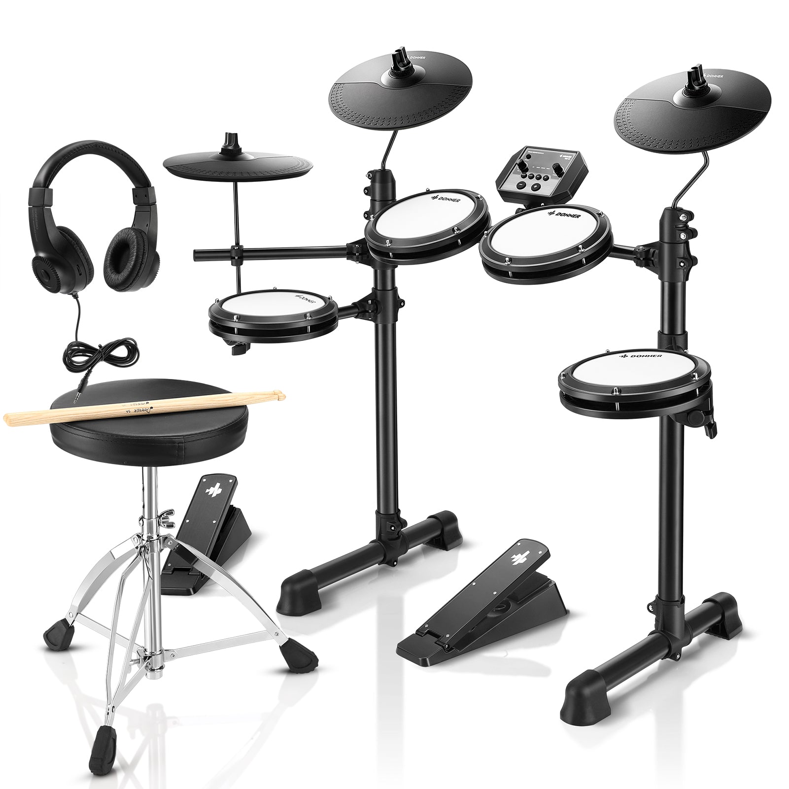

Donner DED-80 Best Electronic Drum Kit For Beginners with Headphones/Drum Throne