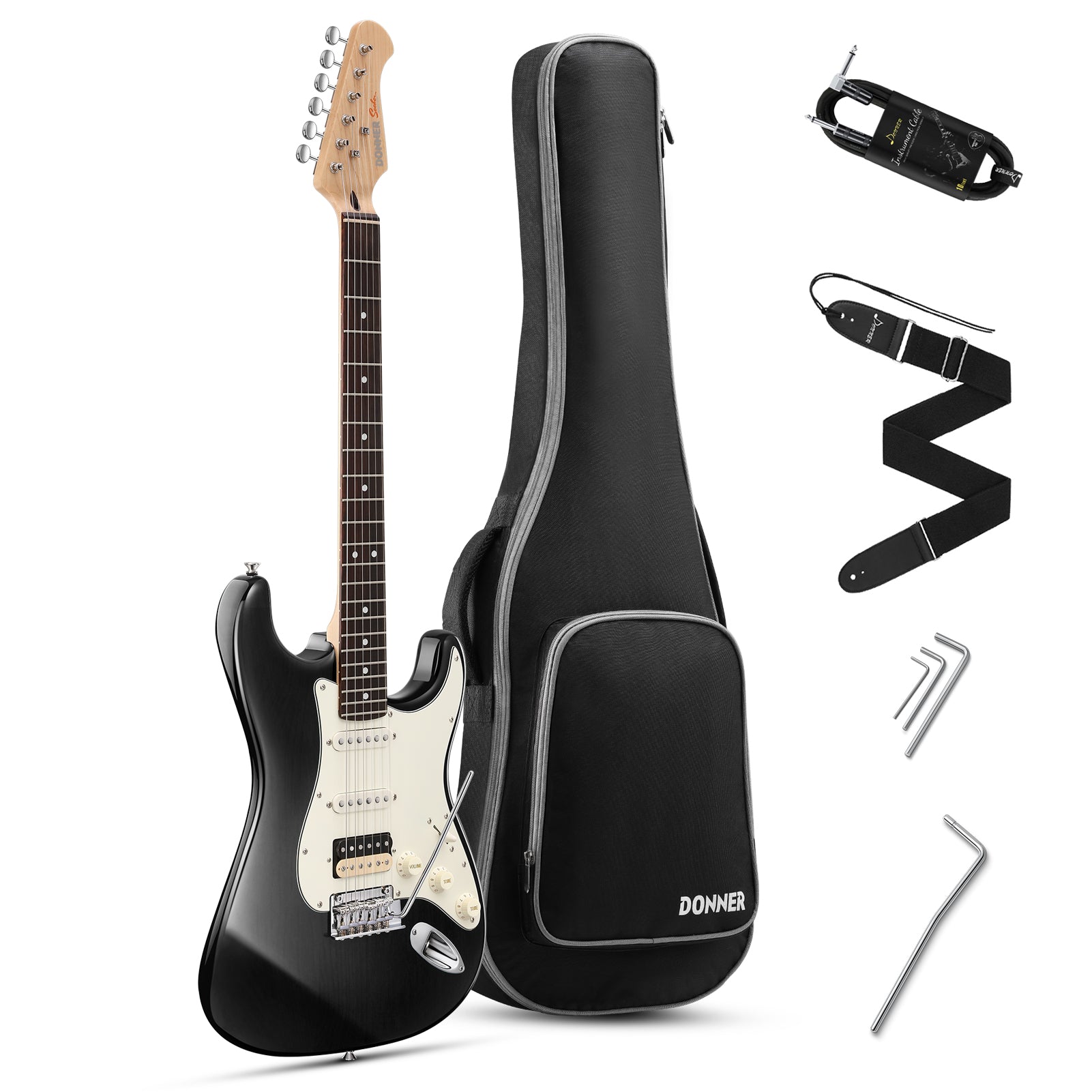 

Donner DST-400 Full-Size S-Style ST Electric Guitar Kit Seeker Series Solid Alder Body H-S-S Pickup for Intermediate & Pro Players