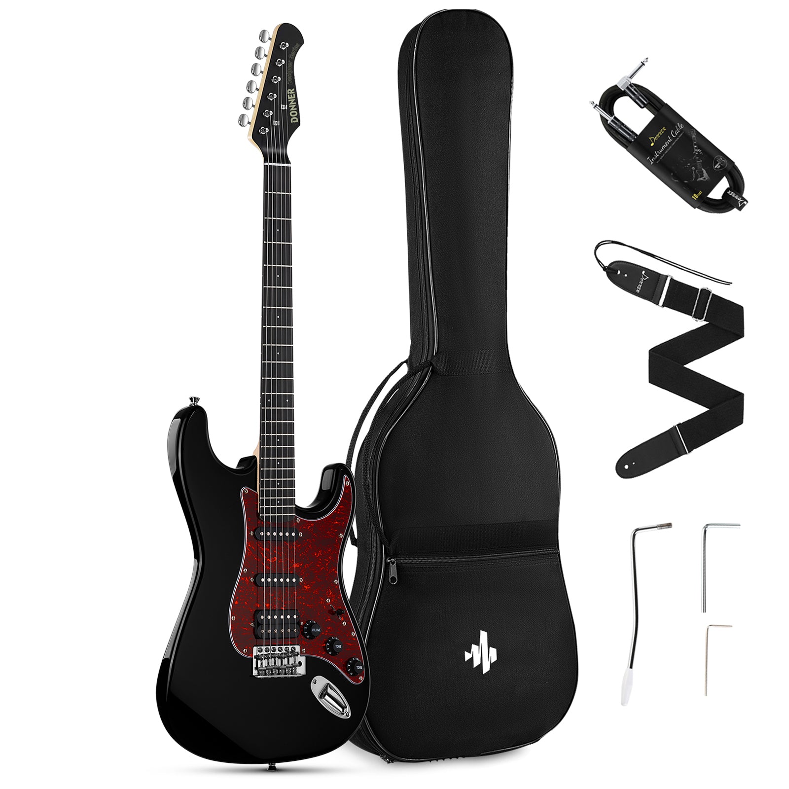 

Donner DST-200 Designer Series Full Size Electric Guitar Kit HSS Pickup Solid Body Beginner Set w/Bag/Strap/Cable
