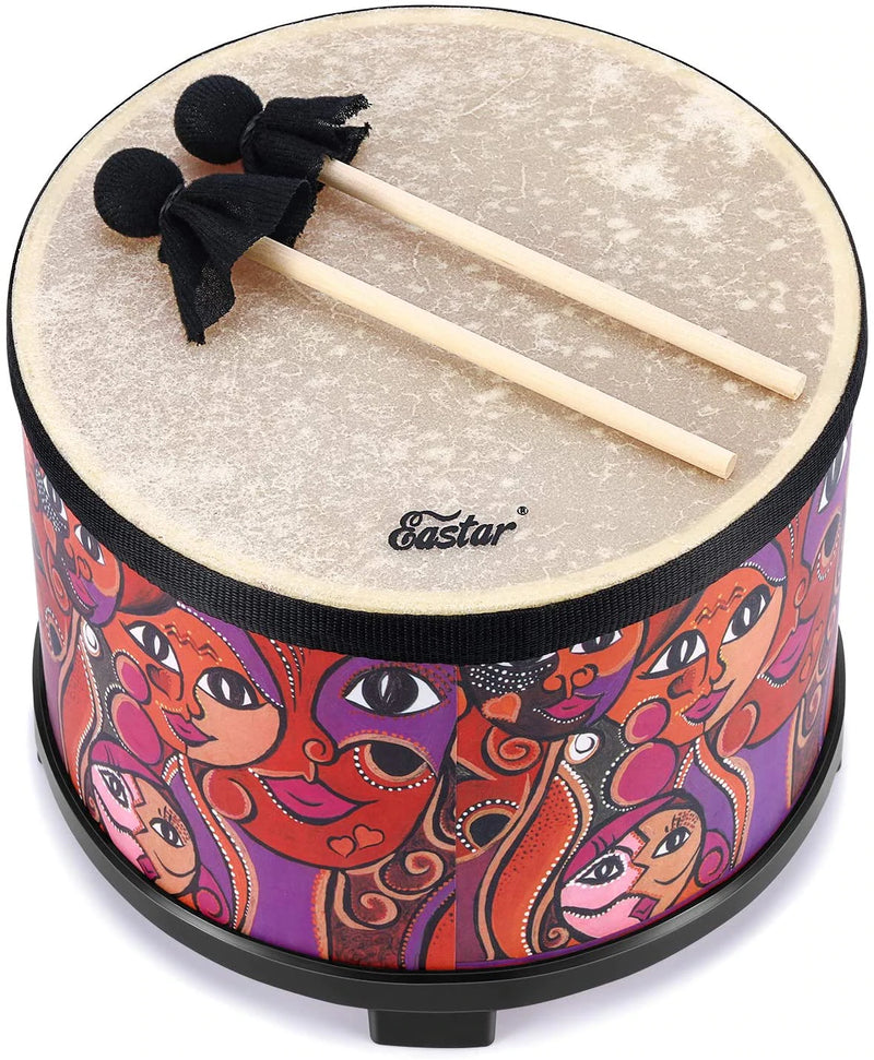 Eastar Floor Tom Drum 10 Inch Wooden Finish Musical Toy for Kids with 2 Drum Sticks