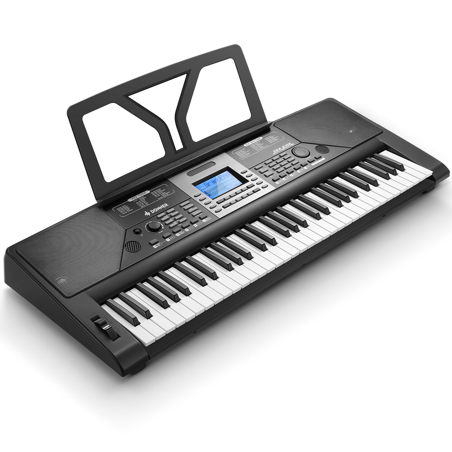 

Donner DEK-610P 61 Key Full-Size Force-Sensitive Electronic Keyboard with MIDI Mixer Function LCD Display