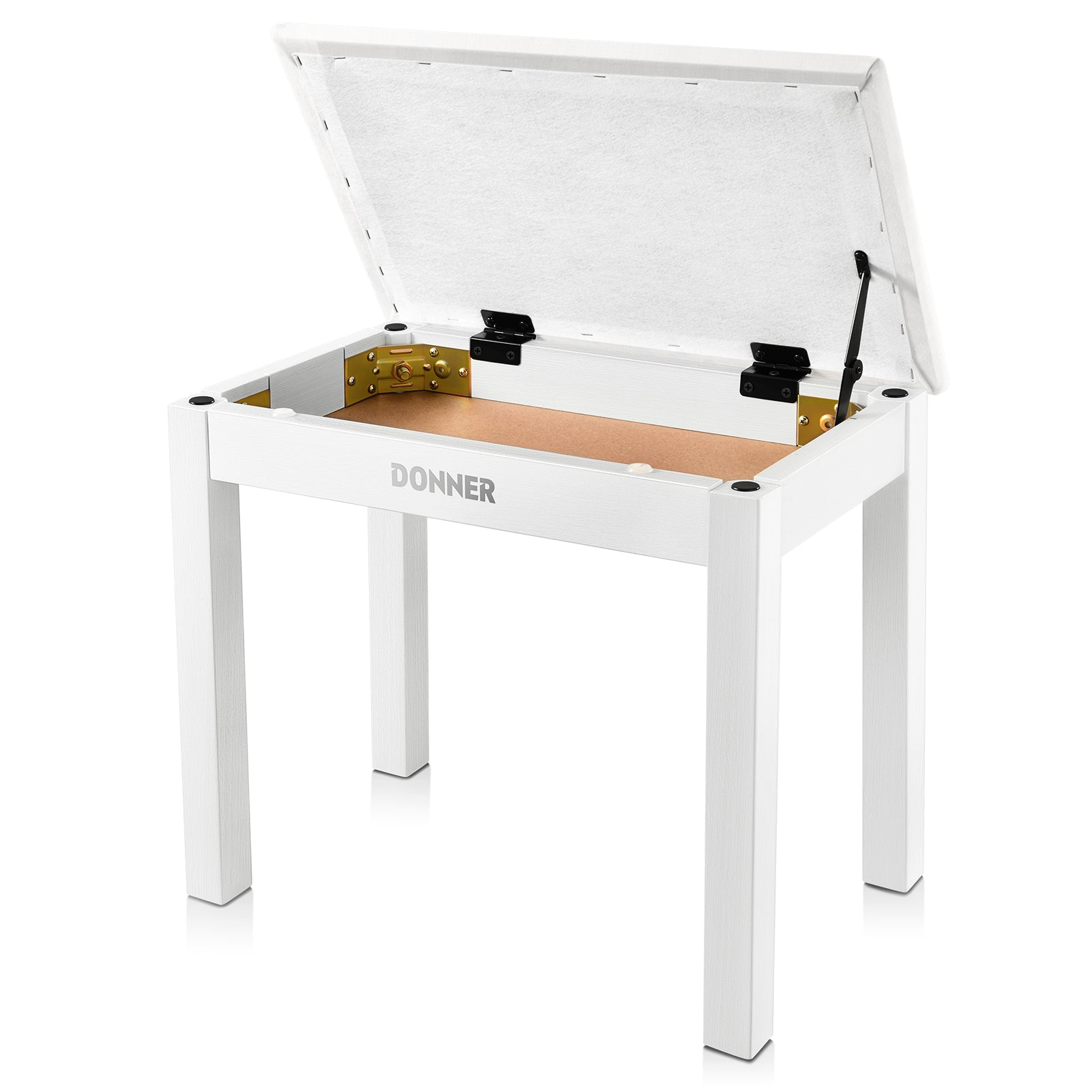 

Donner Solid Wood Piano Bench with Storage High-Density Suede Cushion Chair White