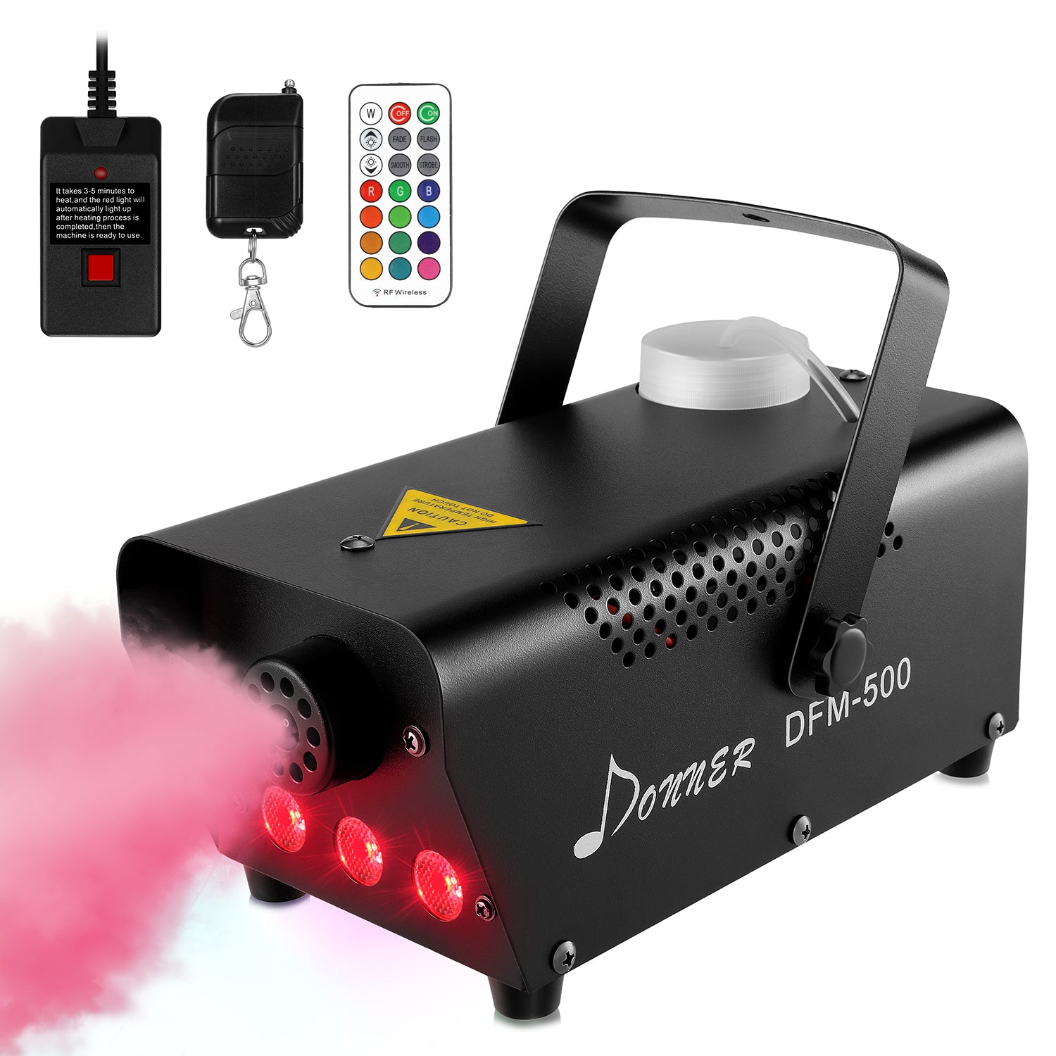 

Donner DFM-400 500W 13-Color Fog Machine w/ Remote Control RGB LED Light Strobe Effect Smoke Machine Portable for Halloween Party Christmas Wedding