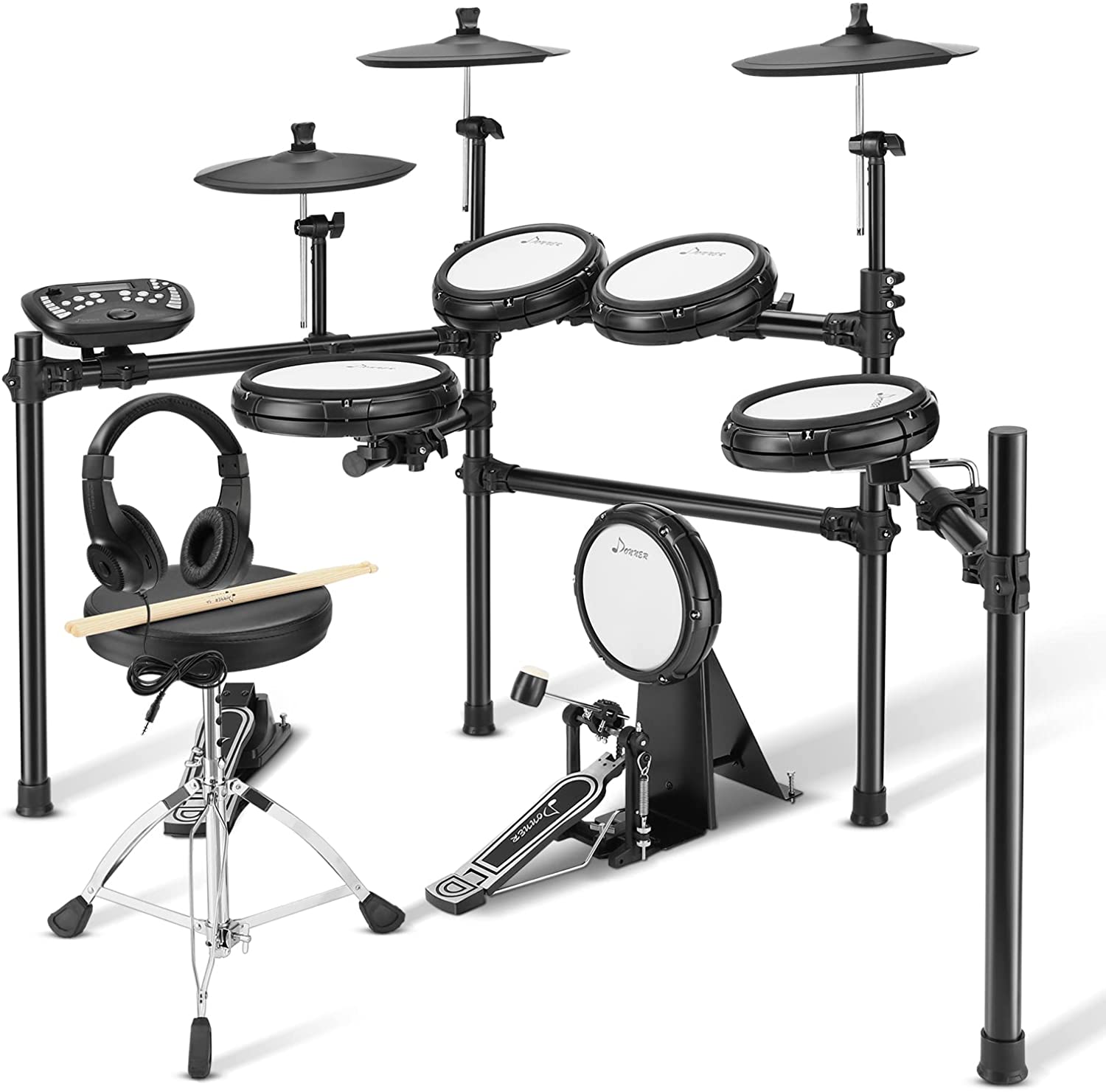 

Donner DED-400 Professional Electronic Drum Set Kit with Drum Throne/Drumsticks/Headphones/Audio Cable