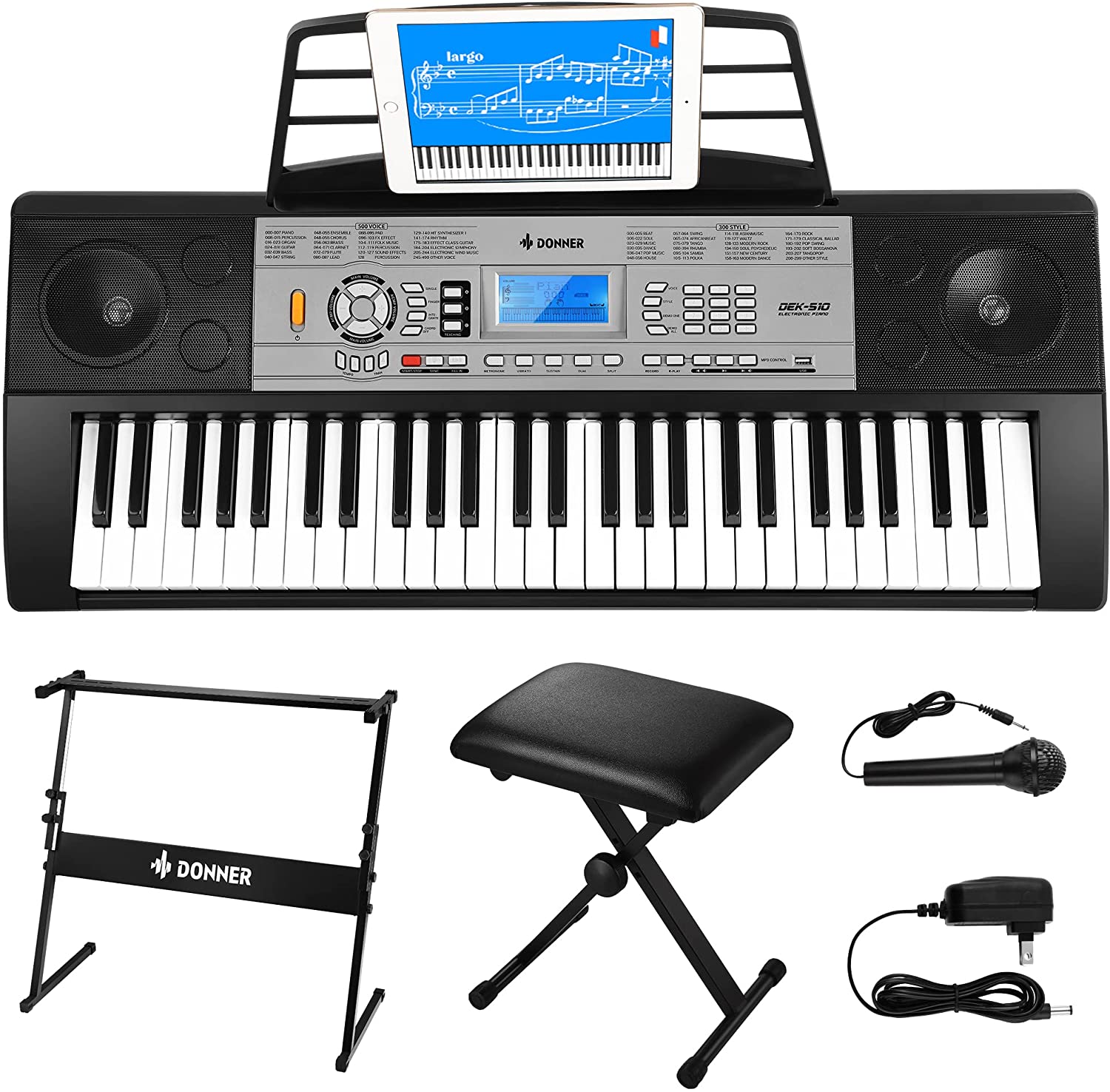 

Donner DEK-510 54-Key Electronic Keyboard Kit with Bench/Microphone/Power Supply/Stand/Sustain Pedal