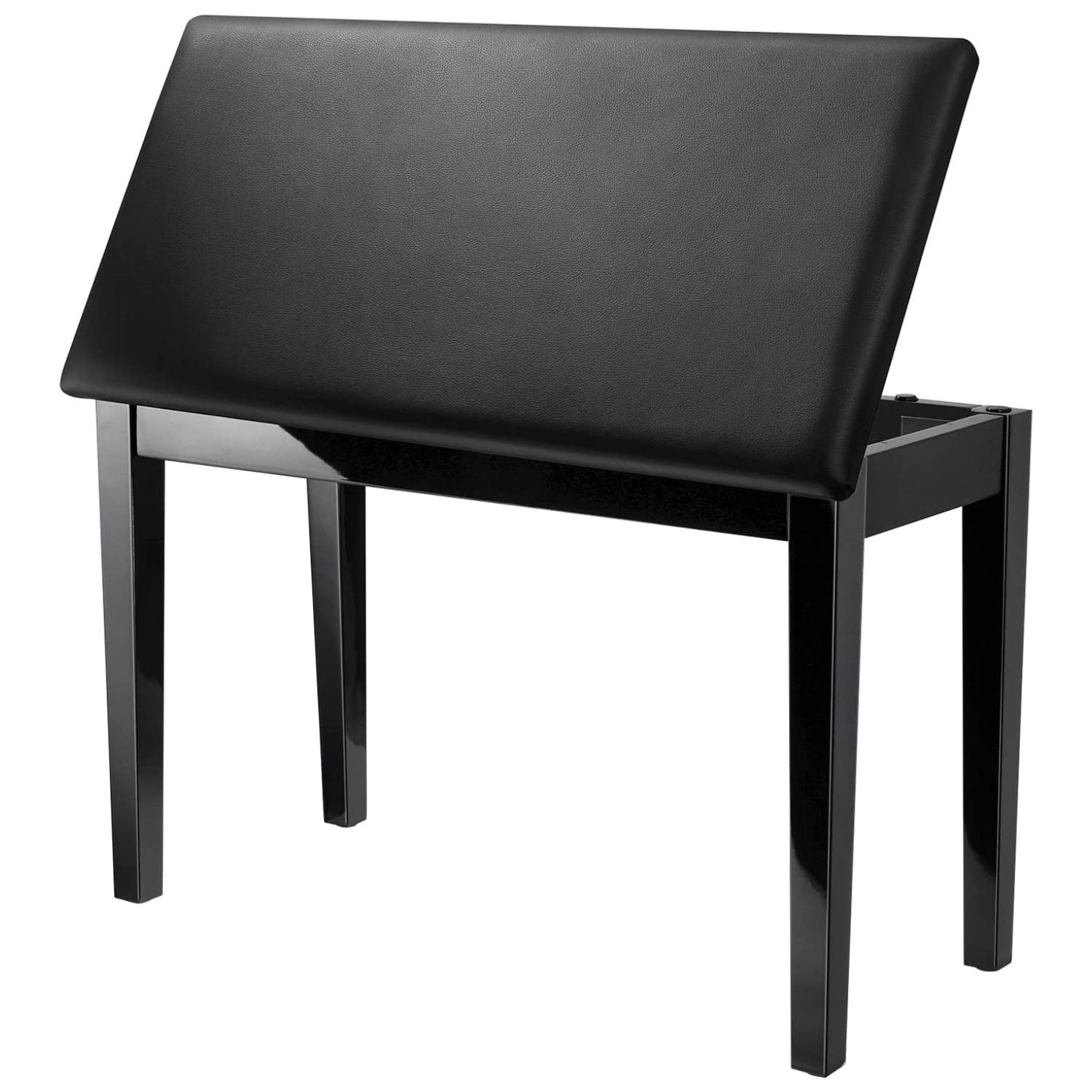 

Donner Solid Wood Duet Piano Bench with Storage Two-Seater High-Density Suede Cushion Chair - Black