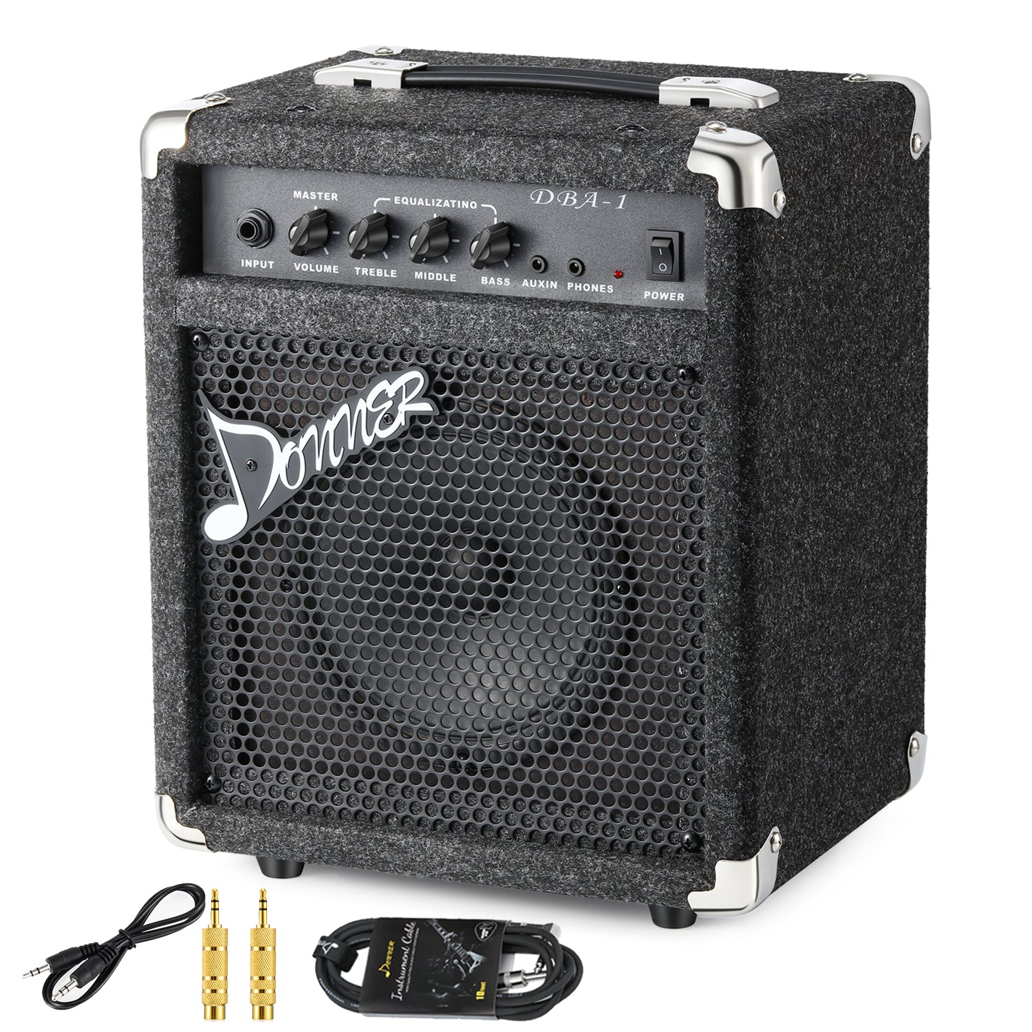 

Donner DBA-1 15W Bass Guitar Amplifier DBA Electric Practice Bass Combo AMP with cable