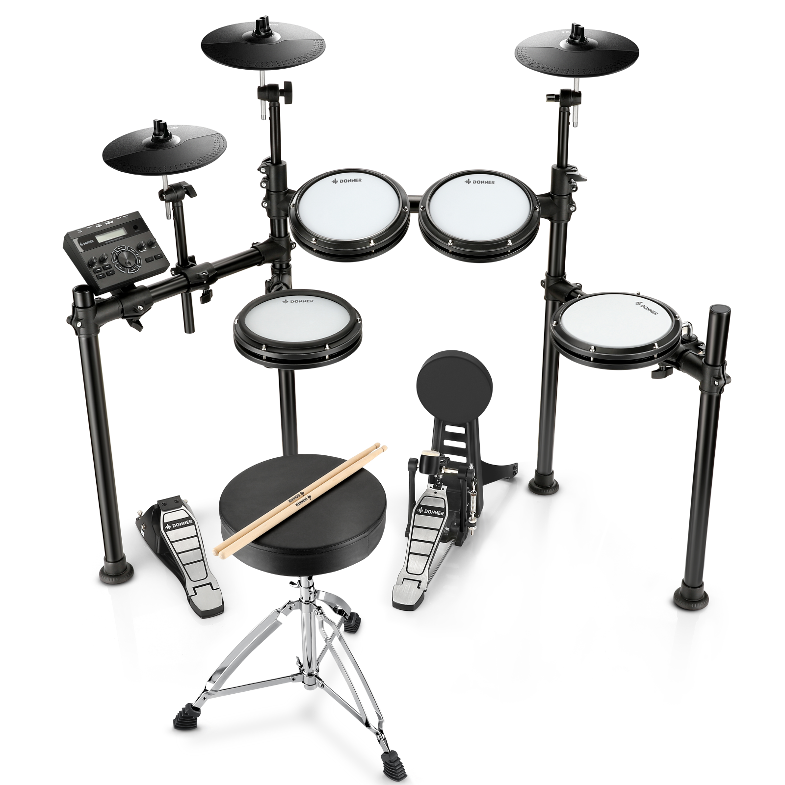 

Donner DED-200 Electronic Drum Set 5-Drum 3-Cymbal 450-Sound with Headphones/Drum Throne