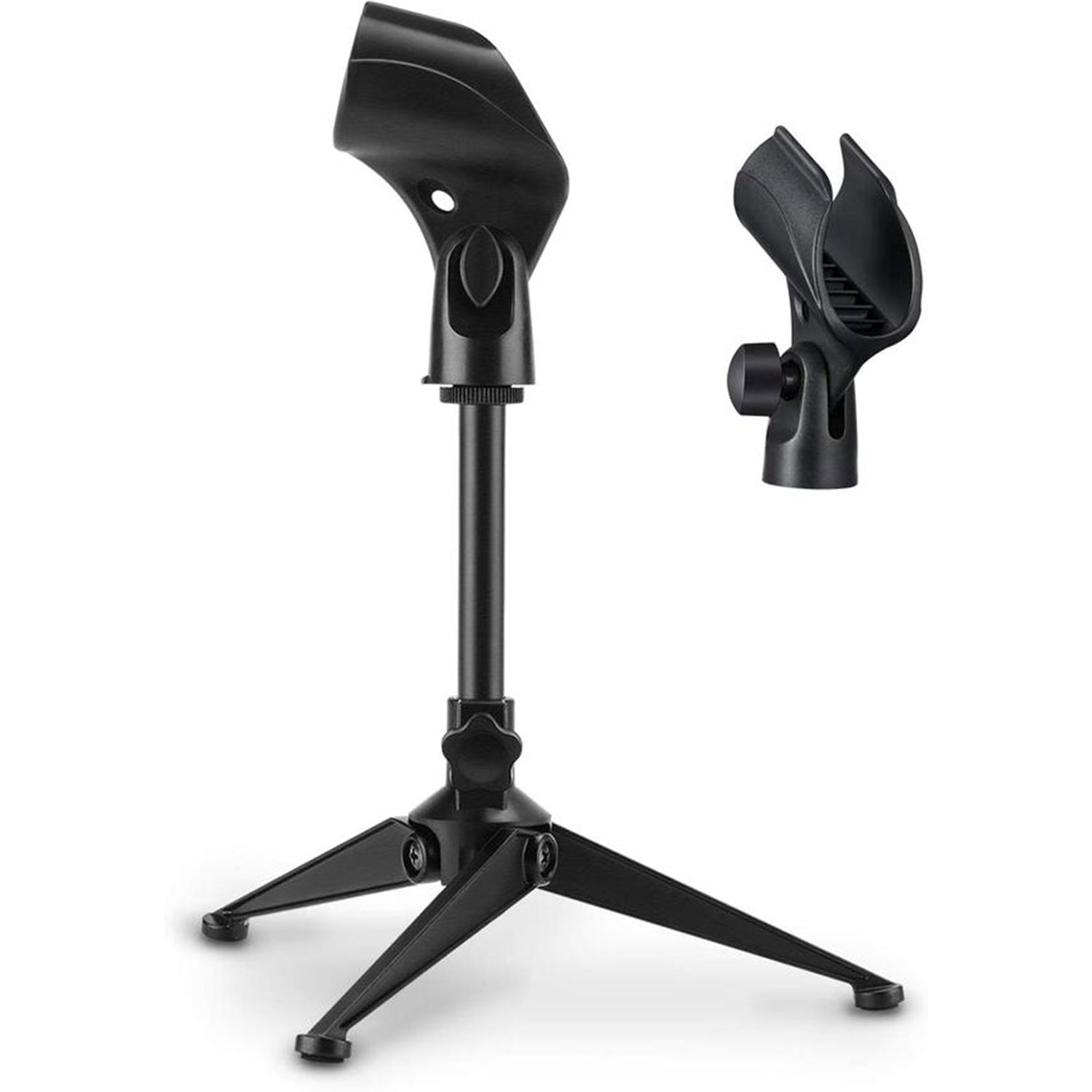 

Moukey Desk Tripod Mic Stand Universal Adjustable Foldable with Microphone Clip