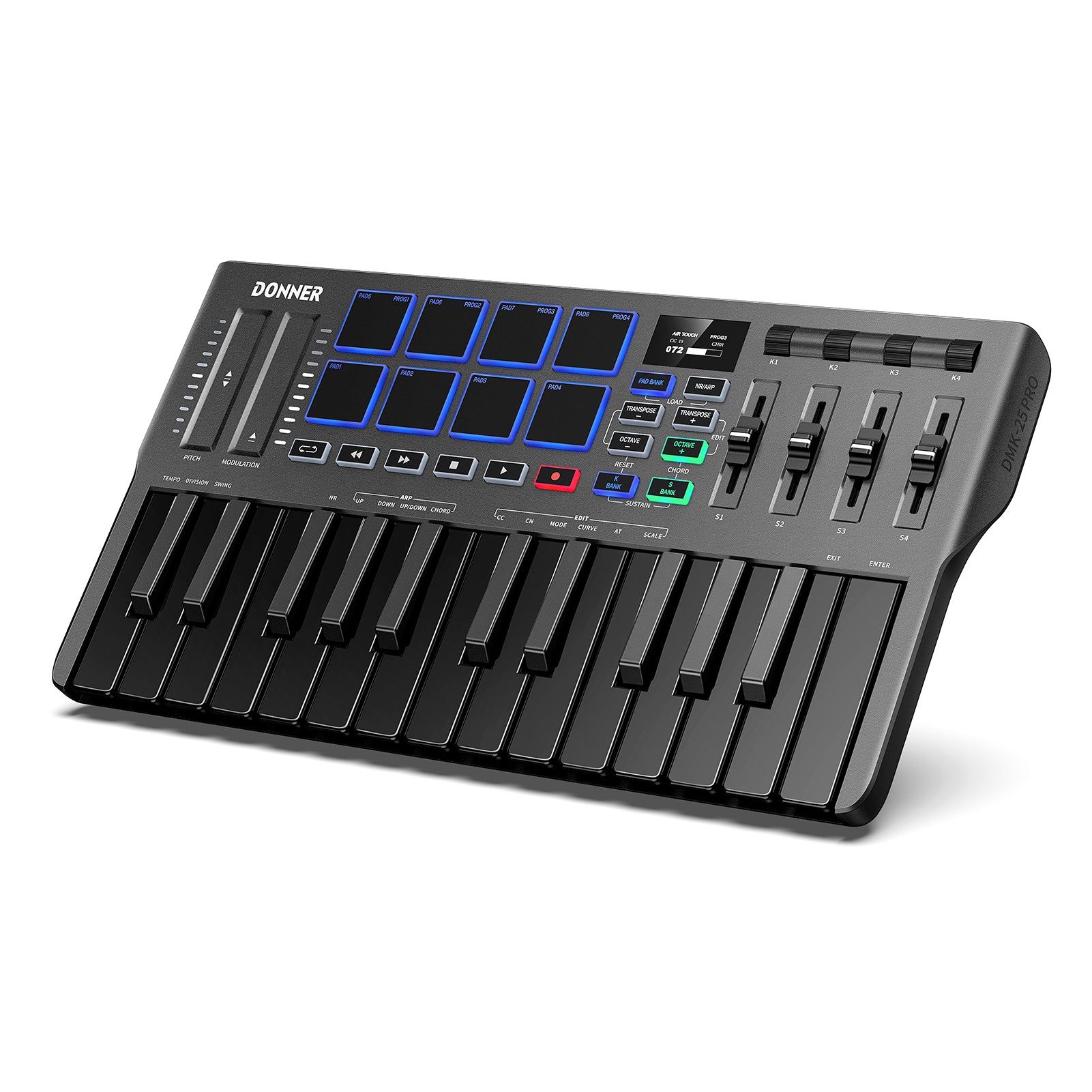 

Donner DMK-25 PRO MIDI Keyboard Controller with Personalized Touch Bar, Free Music Production Software/Free 40 Courses