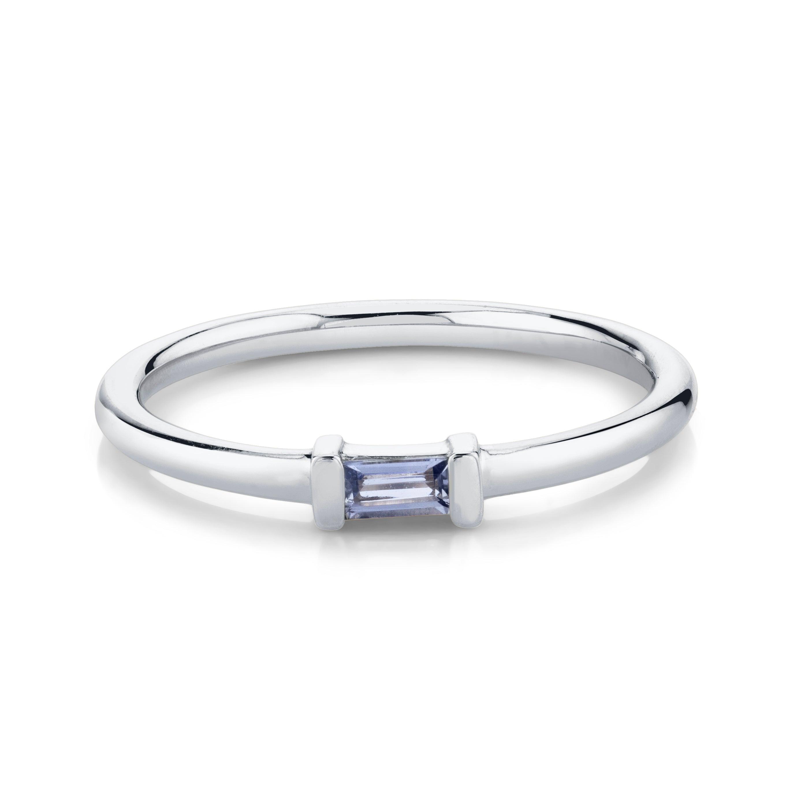 Tanzanite Straight Baguette Stacking Ring - December