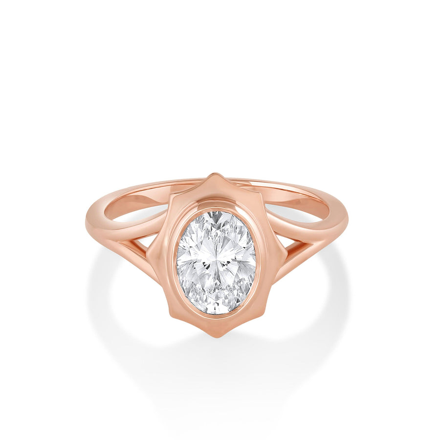 Marrow Fine Jewelry Eloise White Diamond Oval French Mirror Engagement Ring [Rose Gold]