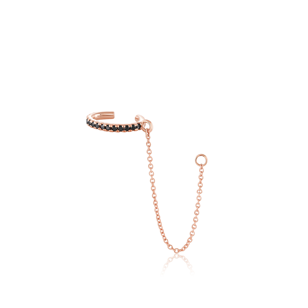 Black Diamond Pav  Ear Cuff & Chain