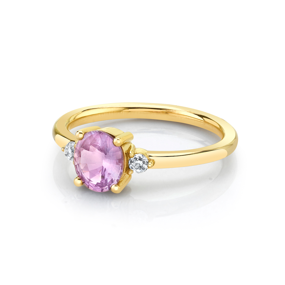 .85ct Padparadascha Oval Three Stone Ring