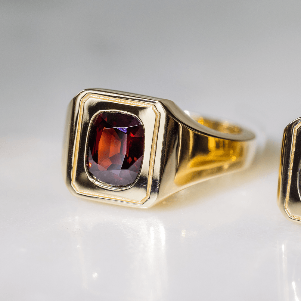 Red Spinel Men's Signet Ring