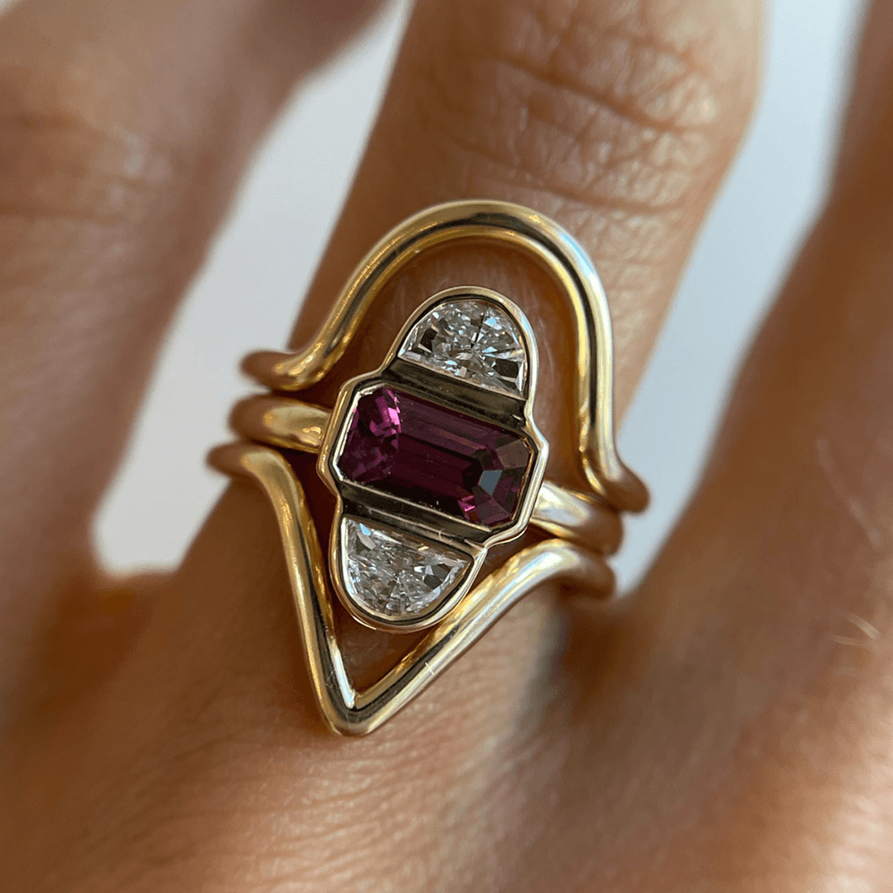 1.24ct Ruby & Half Moon Diamond Ring