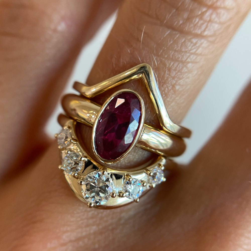 1.32ct Ruby Oval Bezel Ring