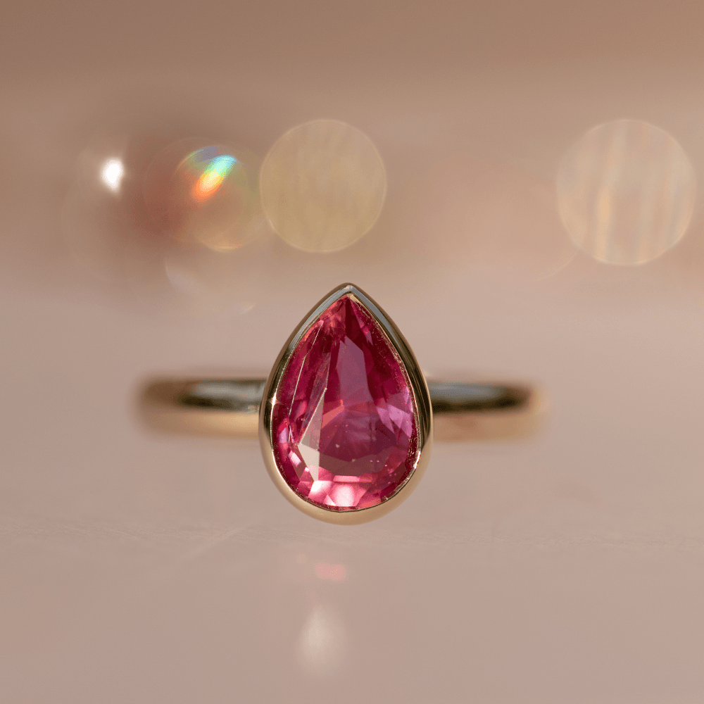 2.13ct Ruby Pear Bezel Ring