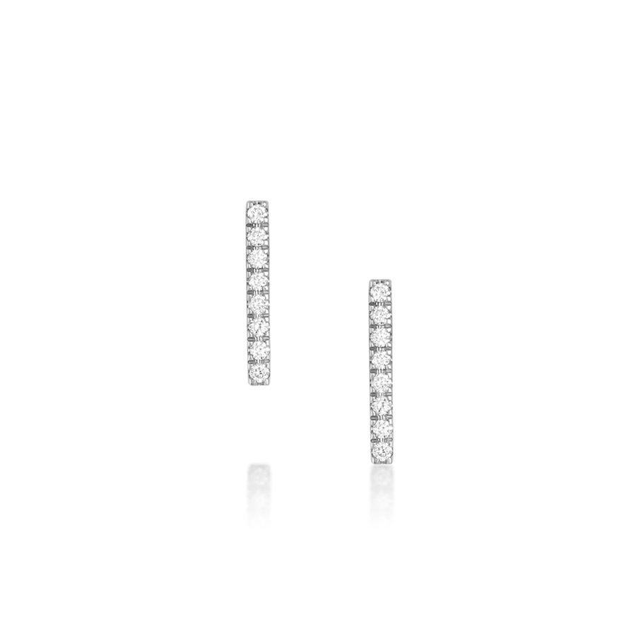 Three-Stone Sparkler Studs | Unique White Diamond Stud Earrings 14K White Gold by Marrow Fine