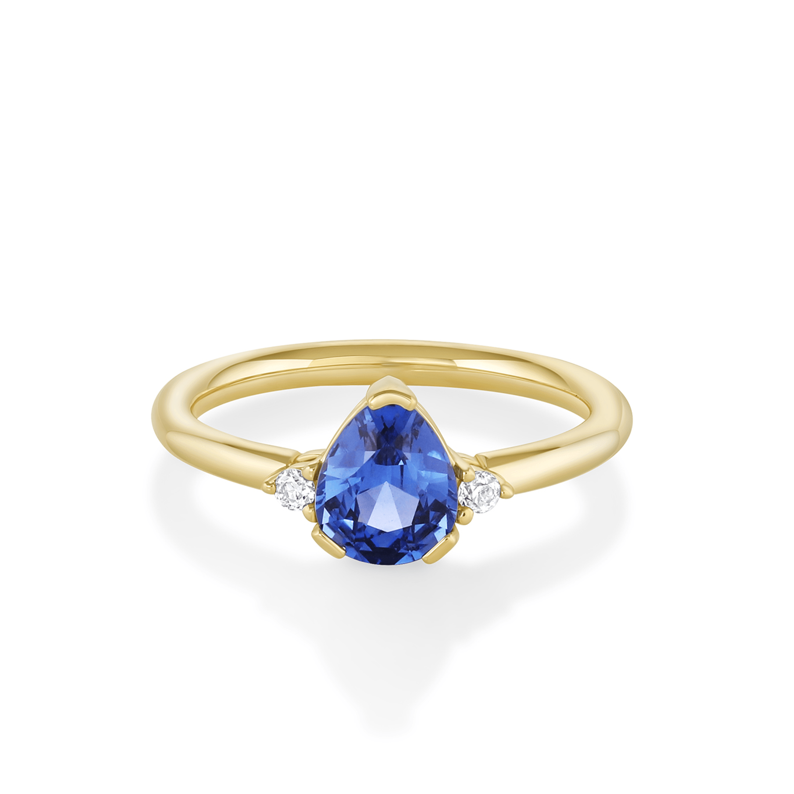 Round cut blue sapphire ring white gold vintage leaf unique engagement –  WILLWORK JEWELRY