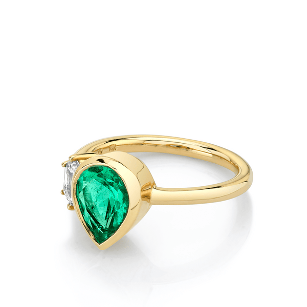 Emerald & White Diamond Toi et Moi Ring - Marrow Fine