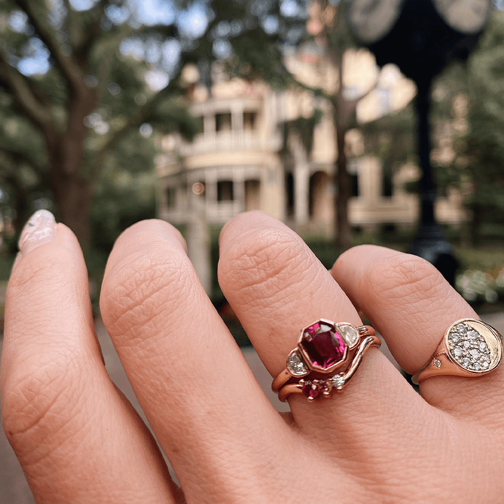 1.52ct Ruby & Diamond Stacking Ring Set