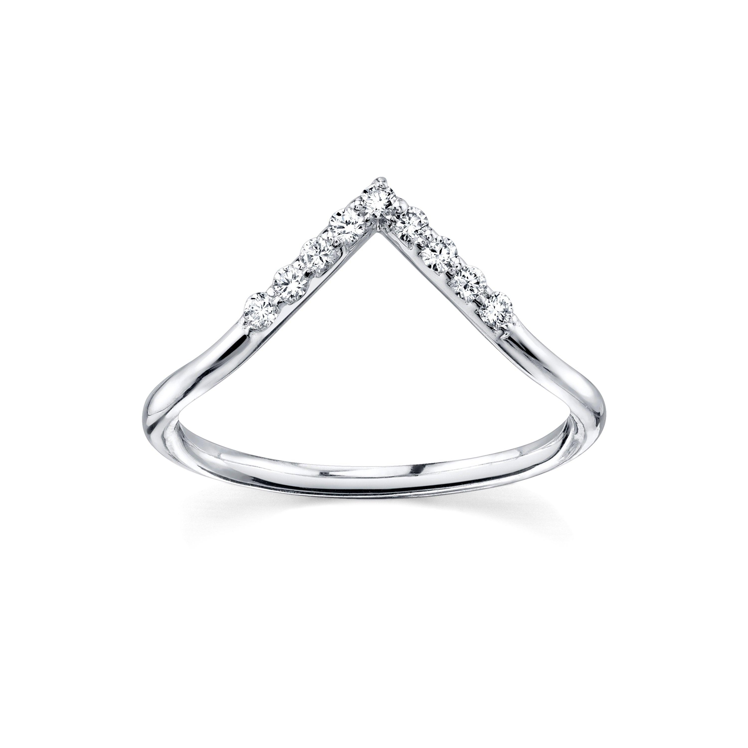 White Diamond Triangle Nesting Ring | Geometric Ring for Bridal Stack ...