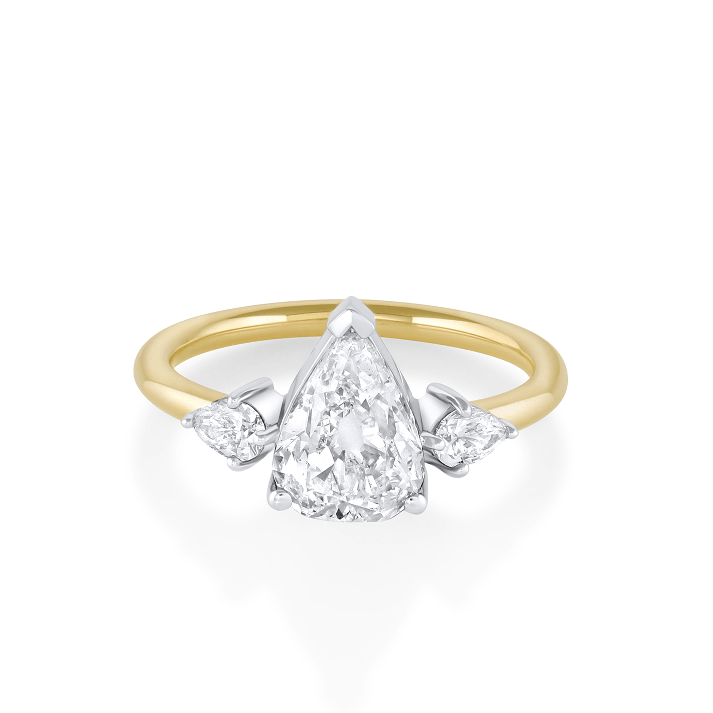 1.90ct Antique Diamond Pear Three-Stone Engagement Ring by Marrow Fine