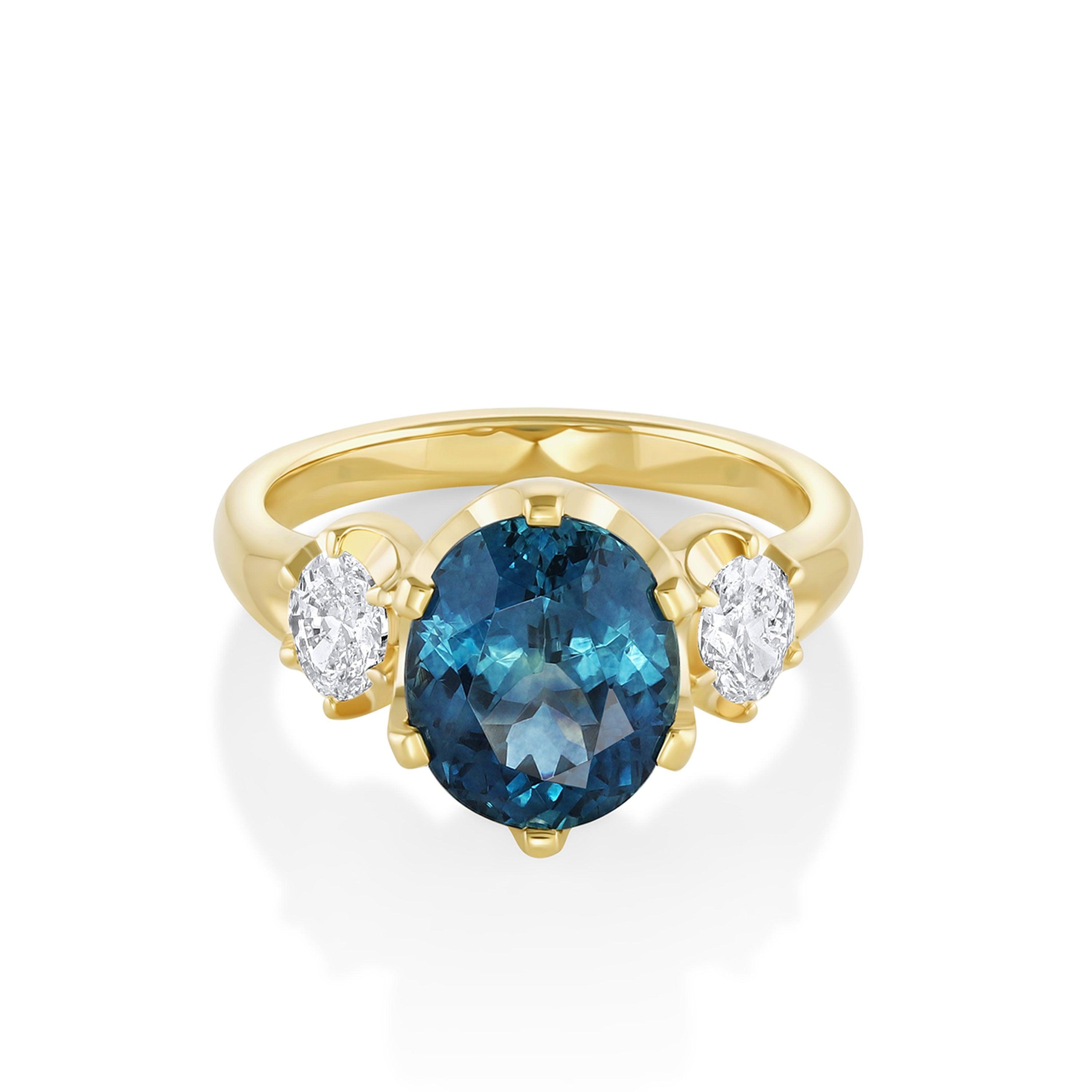 Classic Three-Stone 1.17 Carat Sapphire and Diamond Ring