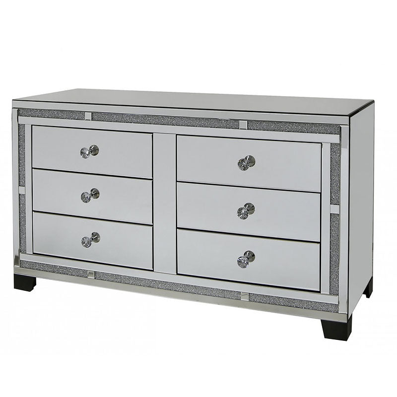 Diamond Rome 6 Drawer Mirrored Cabinet Imaginex Furniture