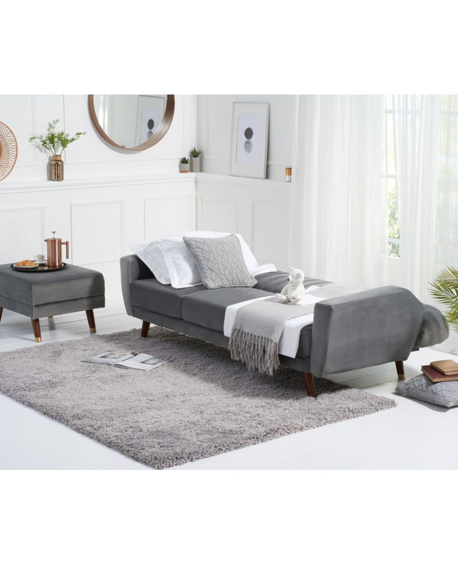 Leslie Grey Velvet Sofa Bed – ImagineX Furniture & Interiors