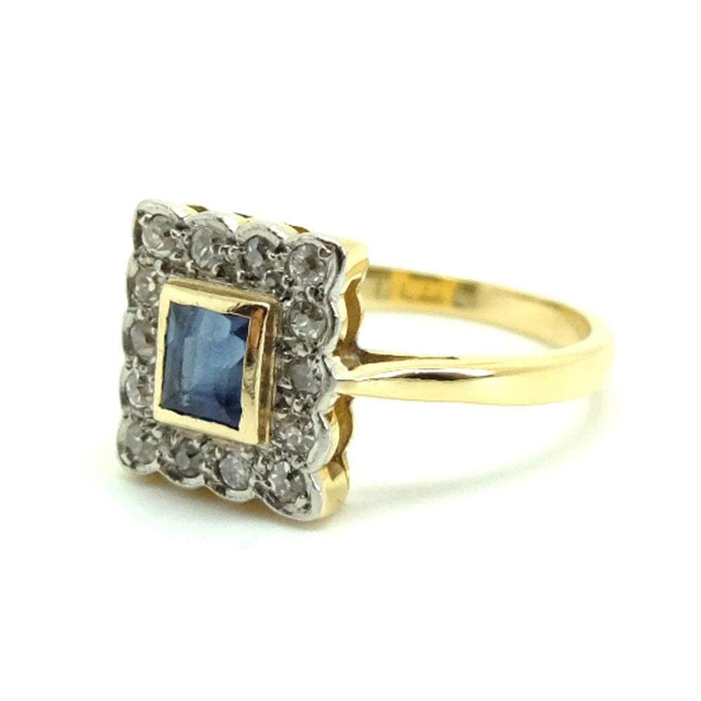Reserved - Art Deco 1920s Blue Sapphire Diamond Platinum 18ct Gold Rin ...