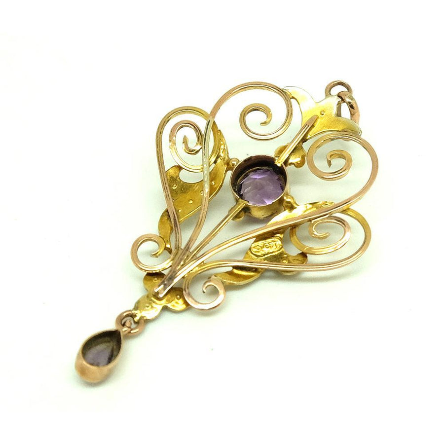Antique Edwardian Amethyst & Pearl 9ct Gold Pendant Necklace – Mayveda ...