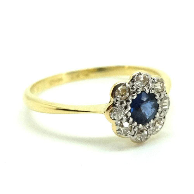 Antique Edwardian Ceylon Sapphire 18ct Diamond Daisy Ring – Mayveda ...