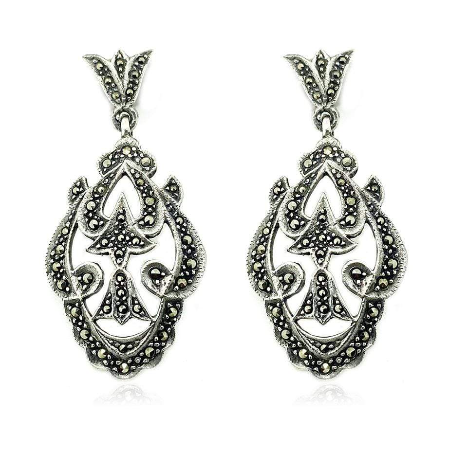 Vintage Marcasite Silver Drop Earrings | Mayveda Jewelry | Reviews on ...