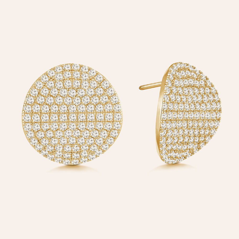 Aspen Elegance 5 56ctw Pave Domed Circle Shape Post Earrings