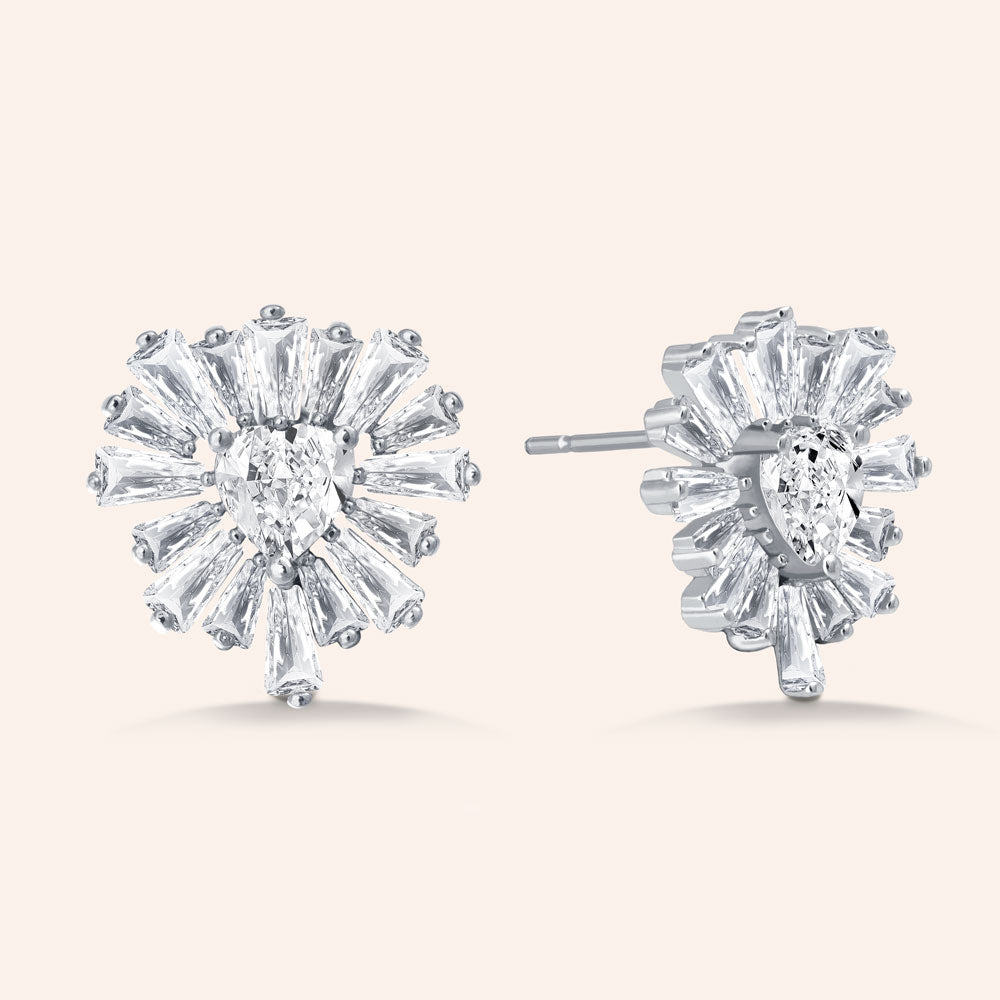 Deco Delight 4.9ctw Baguette Hexagonal Cluster Stud Earrings - DSF Jewels