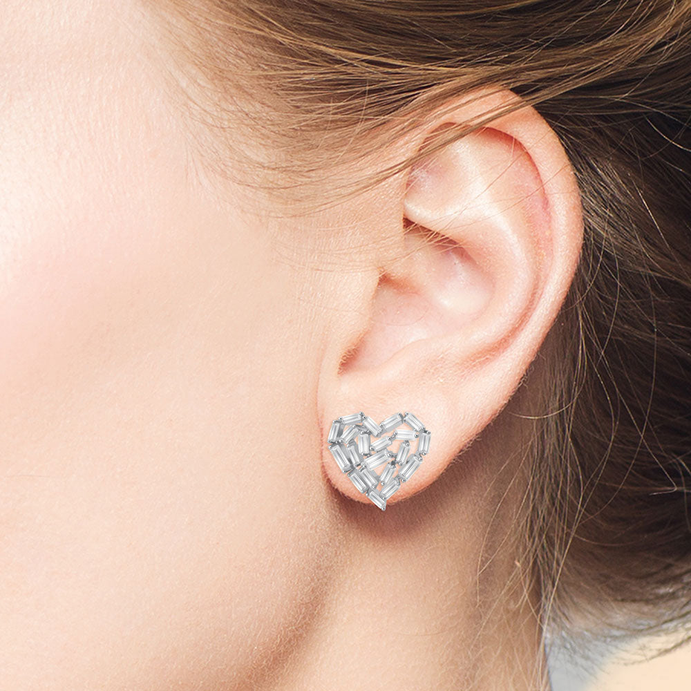 Take my Heart Away 4.9CTW Baguette Cluster Post Earrings - DSF Jewels