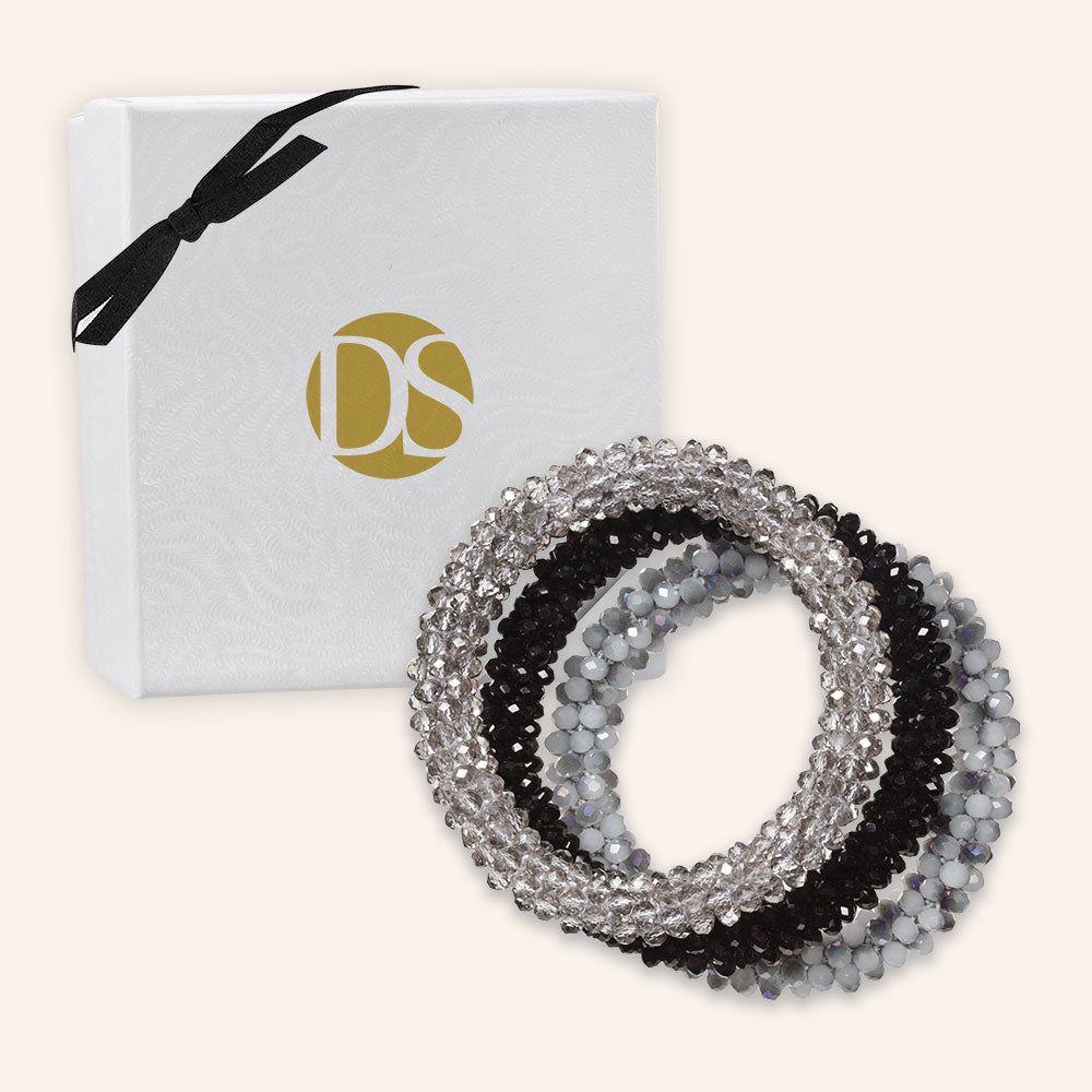 Sets of Bloom 3 Handcrafted Faceted Crystal Beaded Stretch Bracelets - DSF  Jewels