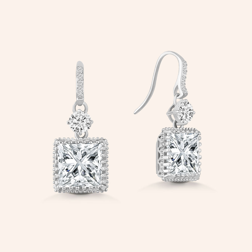 princess cut diamond dangle earrings