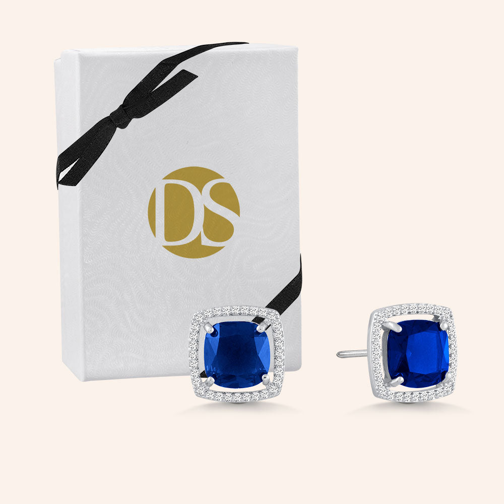 My Darling” 8CT Cushion Cut Halo Stud Earrings - DSF Jewels