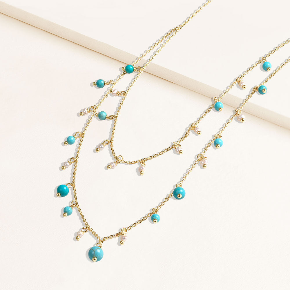 freshwater pearl necklace in blue — The Swellife