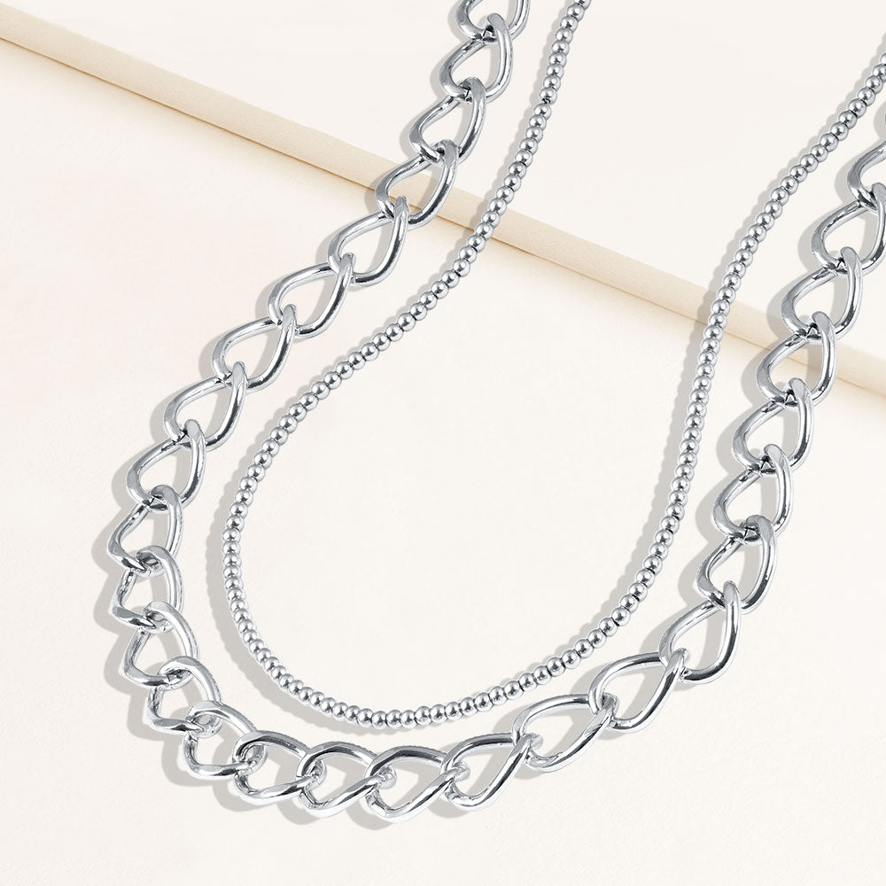 Divine Set Of Three Cross & Curb Chain Layering Necklaces - DSF