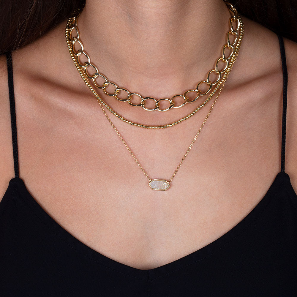 Alice Duo Set of Two Herringbone & Figaro Chain Layering Necklaces - DSF  Jewels