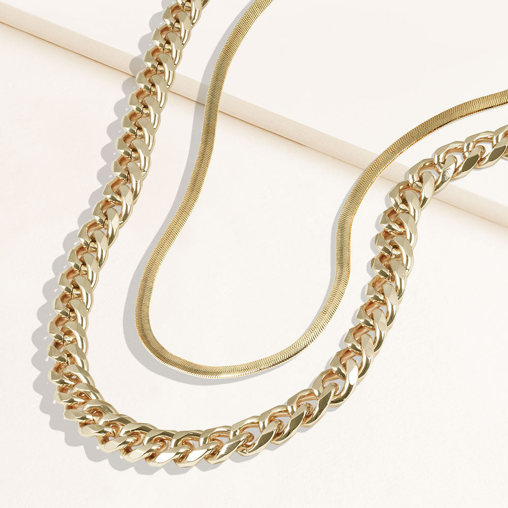 Celina Duo Set of Two Curb & Thin Clip Chain Layering Necklaces - DSF  Jewels