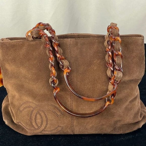 Chanel Brown Suede Bag With Tortoise Handles – Style on Lafayette